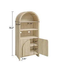 Casainc Arched Kitchen Pantry with Adjustable Shelves, Farmhouse Storage Cabinet for Kitchen, Dining, or Living Room
