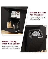 Casainc 47.2" Mdf Drop Leaf, Side Racks, Drawers, Towel Rack & Wheels Farmhouse Kitchen Island