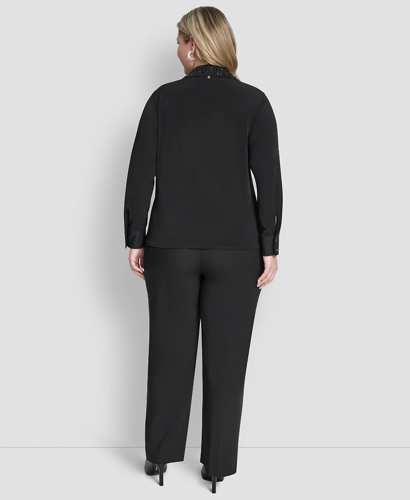 Dkny Plus Knot-Front Long-Sleeve Top