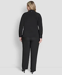 Dkny Plus Knot-Front Long-Sleeve Top