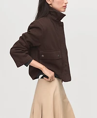 Mango Women's Leather-Effect Collar Denim Parka