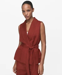 Mango Women's Belted Linen Suit Vest