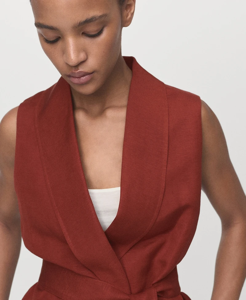 Mango Women's Belted Linen Suit Vest