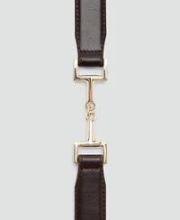 Mango Women's Metallic Detail Leather Belt