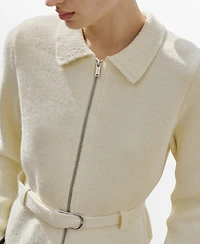 Mango Women's Belt And Buckle Knitted Jacket