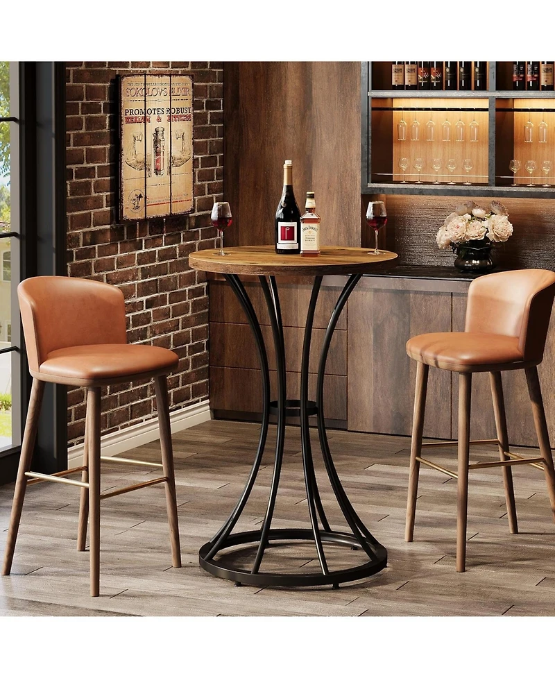 Tribesigns Round Bar Table with Curved Metal Base, 37.4" H