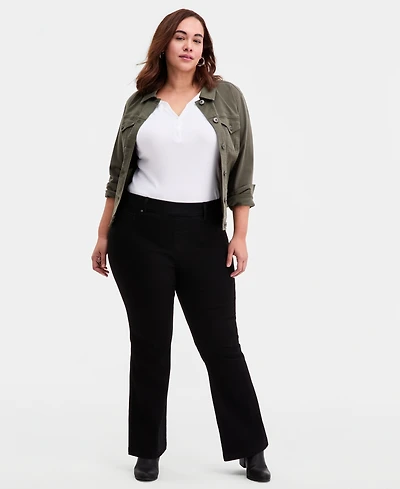 Style & Co Plus Pull-On Shaping High-Rise Bootcut Jeans, Macy's Exclusive