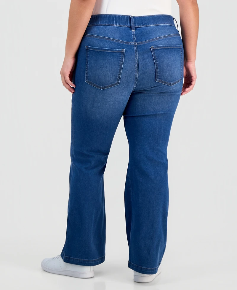 Style & Co Plus Pull-On Shaping High-Rise Bootcut Jeans, Macy's Exclusive