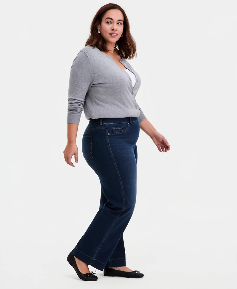Style & Co Plus Pull-On Shaping High-Rise Wide-Leg Jeans, Macy's Exclusive