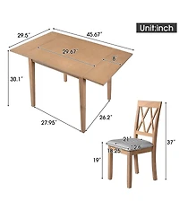 Maison Boucle 5-Piece Drop Leaf Dining Table Set with 4 Upholstered Chairs, Space-Saving Kitchen Table Set for Small Apartments-