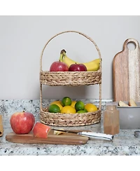 Household Essentials Water Hyacinth 2-Tier Tray, Natural