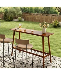 Tribesigns 63" Bar Table, Counter Height Table with Solid Wood Legs