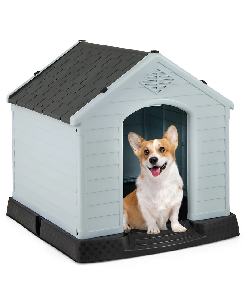 Sugift Dog House for Small Dogs Waterproof Plastic with Elevated Floor