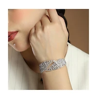 Women's The Swirl-Bling Statement Bracelet - Crystal Silver