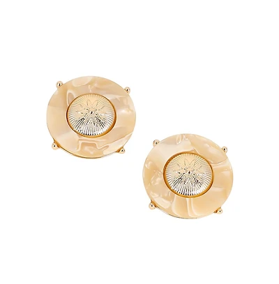 Women's The Tortoiseshell-Medallion Stud Earrings - California Gold