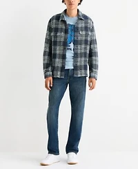 Lucky Brand Mens Twill Shirt Jacket Grateful Dead Bear Short Sleeve T Shirt Paired With 223 Straight Fit Stretch Jeans