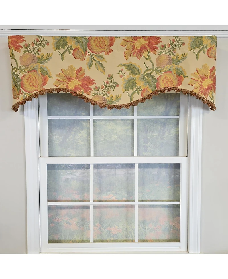 Rlf Home 100% Cotton Sublime Cornice Fully lined Windows Rod Pocket Valance 50" x 17" Orange