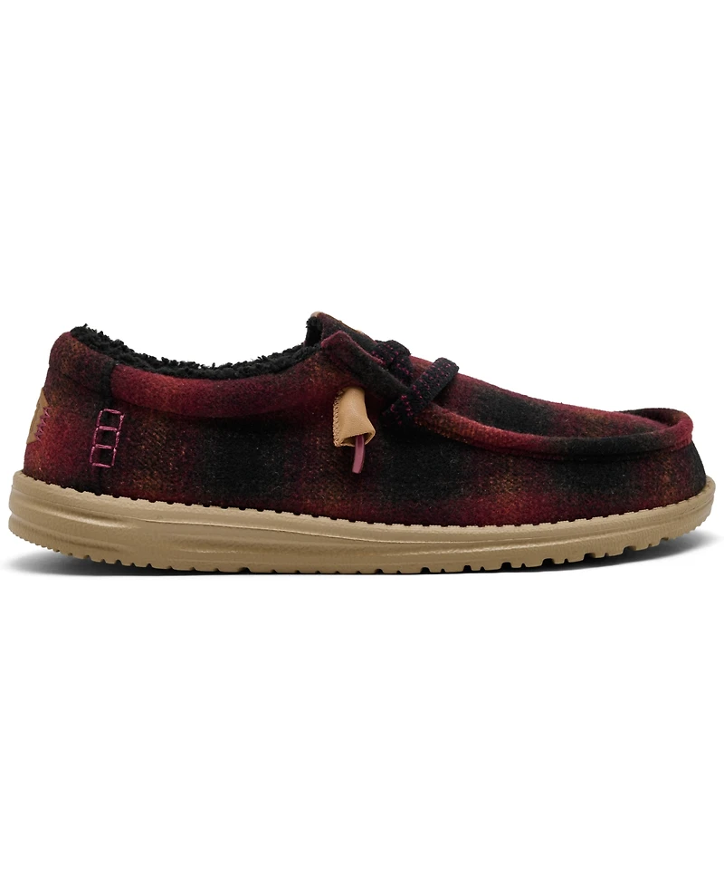 Hey Dude Men's Wally Cozy Plaid Slip-On Casual Moccasin Sneakers from Finish Line