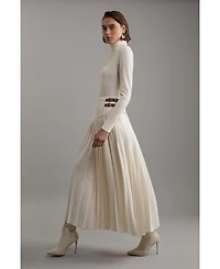 Karen Millen Women's Buckle Detailed Maxi Skirt