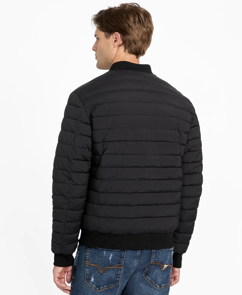 Guess Men's Quilted Reversible Long-Sleeve Jacket