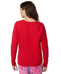 Hue Women's Solid Long-Sleeve Crewneck Pajama T-Shirt