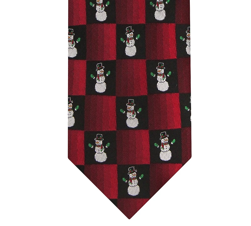 Hallmark Holiday Traditions Men's Snowman and Square Slim Tie