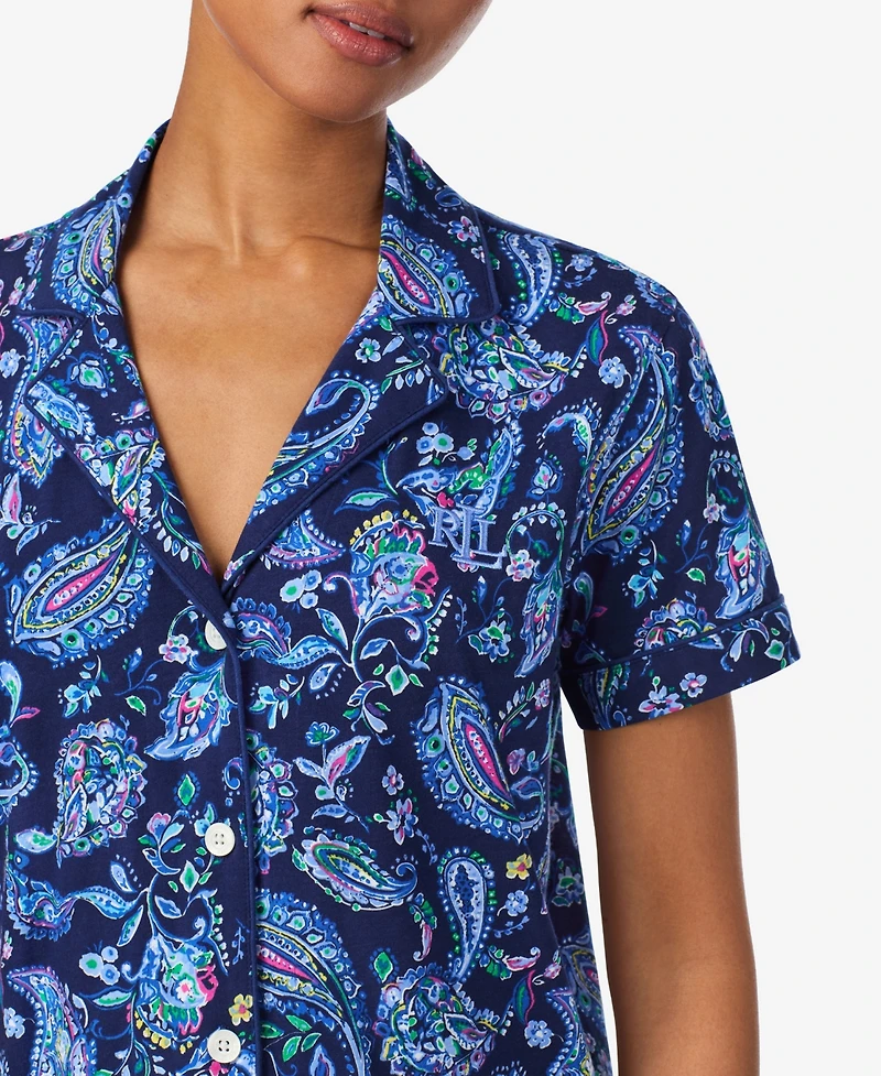 Lauren Ralph Women's Notch Collar and Long Pant Pajama Set