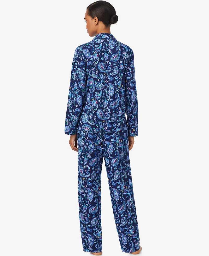Lauren Ralph Women's Long Sleeve Notch Collar Pant Pajama