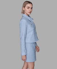 Karl Lagerfeld Paris Women's Cropped Long-Sleeve Tweed Jacket