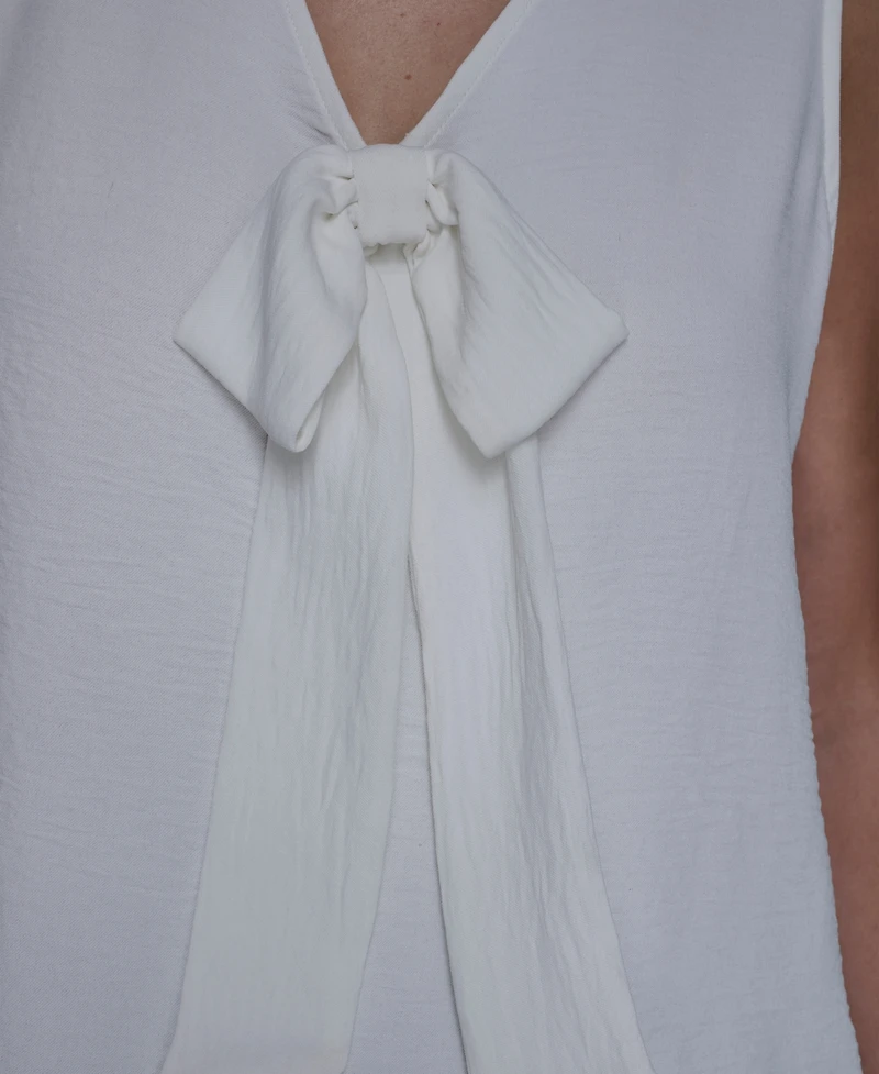 Karl Lagerfeld Paris Women's Sleeveless Bow Detail Top
