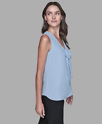 Karl Lagerfeld Paris Women's Sleeveless Bow Detail Top