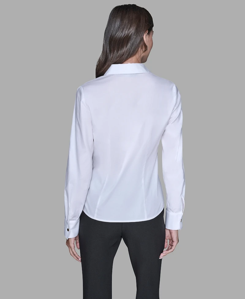 Karl Lagerfeld Paris Women's Cinched Waist Collared Top