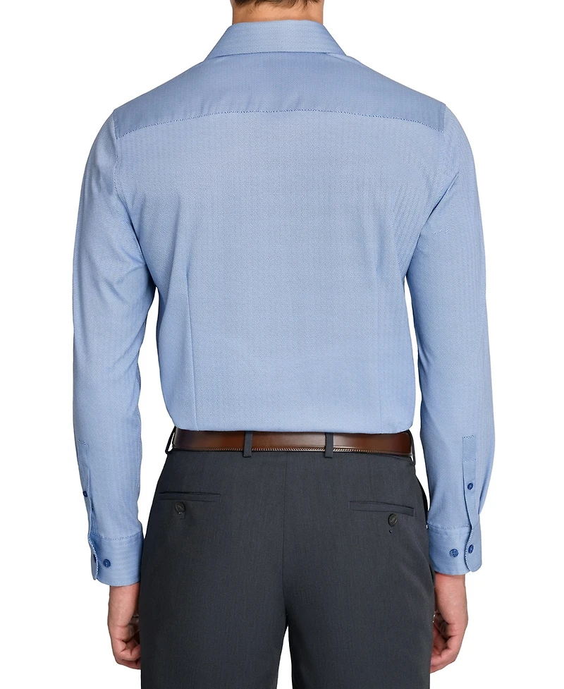 Michelsons Of London Men's Herringbone Slim Fit Long-Sleeve Dress Shirt