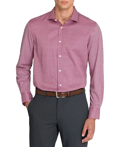 Michelsons Of London Men's Plaid Slim Fit Long-Sleeve Dress Shirt