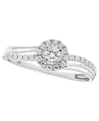 Macy's Diamond Halo Ring (1/4 ct. t.w.) in 14k White Gold