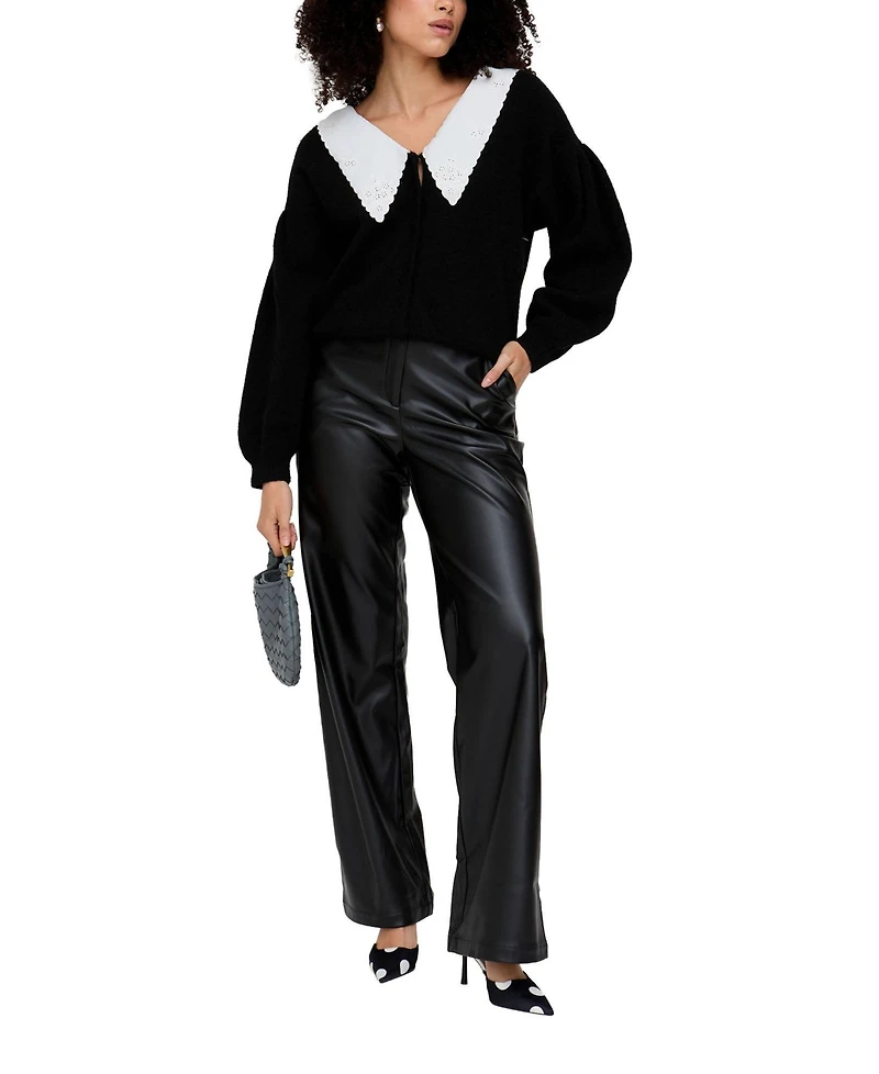 Lily and Lionel London Women's Gaia Wide Leg Leather Trouser