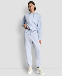 Dkny Women's Varsity Embroidered Logo Relaxed Pockets Pull-On Joggers