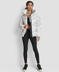 Dkny Women's Quilted Puffer Interior Placket Logo Jacket