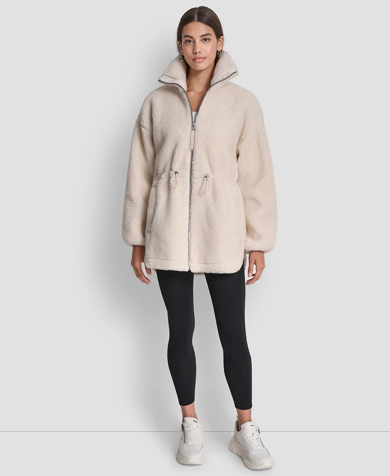 Dkny Women's Sherpa Mock Neck Jacket