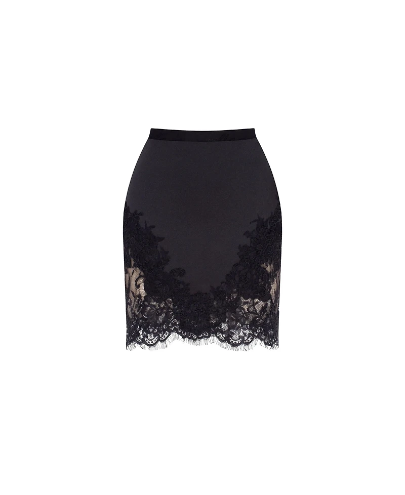 Milla Women's Millla Fitted Obsidian Mini Skirt Adorned With Lace