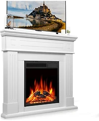 Cowsar Corner Electric Fireplace with Mantel, Tv Stand Electric Fireplace Heater with Remote Control for Living Room, Bedroom
