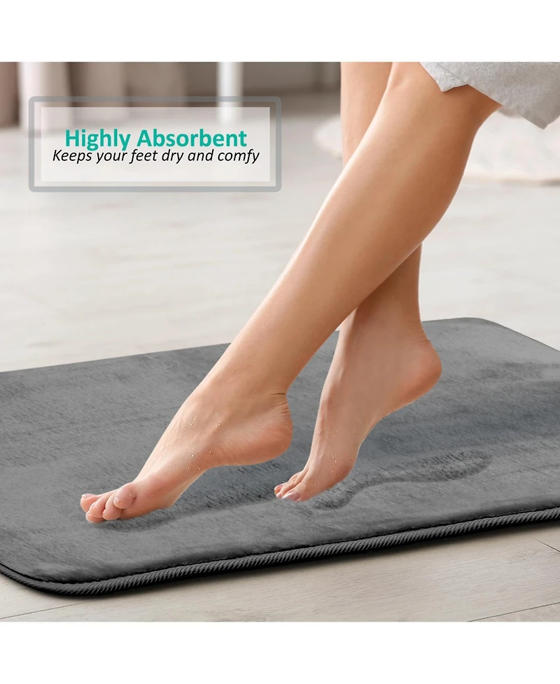Ultra Soft Non-Slip Plush Memory Foam Bath Rug - Large 20"x32" Tiled Design