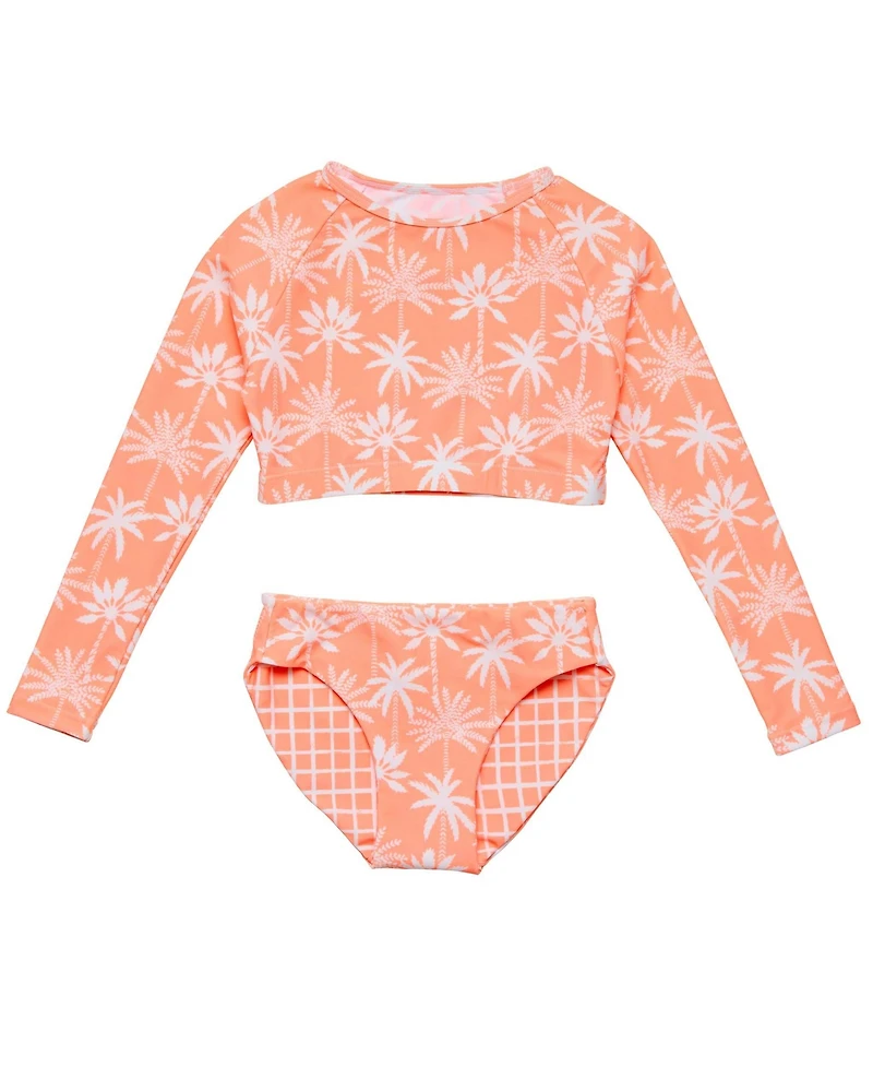Snapper Rock Big Girls Cali Palms Recycled Crop Ls Rash Set