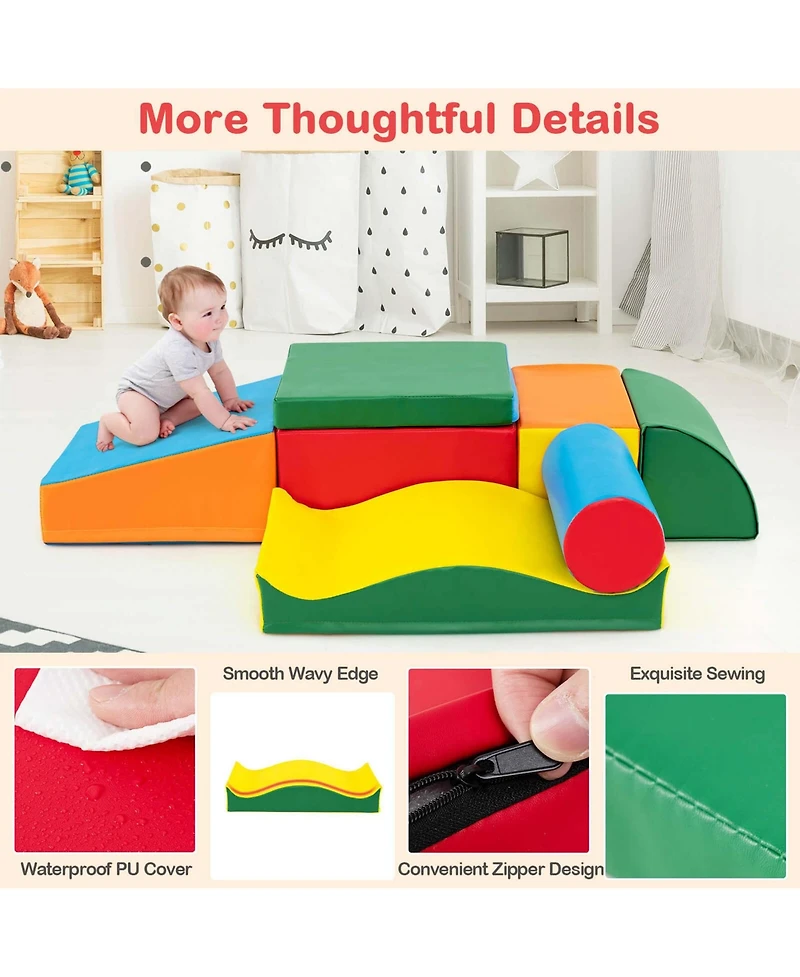 Costway 7 Pcs Lightweight Foam Corner Climber Toddlers Colorful Climbing Toys with Epe Foam