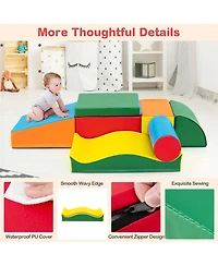 Costway 7 Pcs Lightweight Foam Corner Climber Toddlers Colorful Climbing Toys with Epe Foam