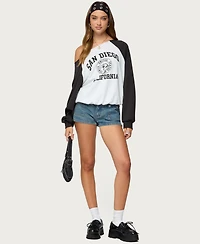 Edikted Women's San Diego Off Shoulder Raglan Sweatshirt