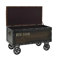 Storage Bench with Castors 31.7" Solid Wood Fir