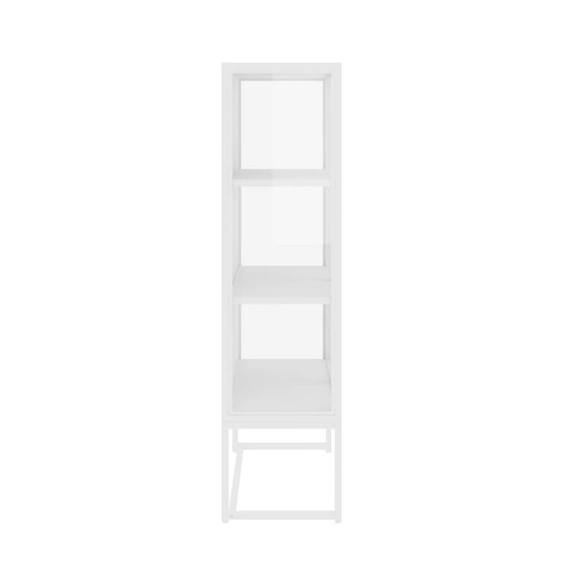 Highboard White 31.5"x13.8"x53.1" Steel and Tempered Glass