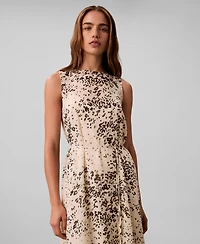 Calvin Klein Women's Sleeveless Printed Chiffon Midi Dress