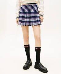Tommy Jeans Women's Plaid Structured Pleated Mini Skirt